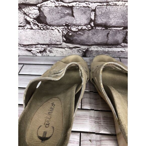 Earthies Tropez Taupe Suede Platform Slide Block Heel Sandals Women Sz 6.5B US - Picture 9 of 16